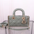 DIOR SMALL LADY D-JOY 22 ROCK GRAY LAMBSKIN