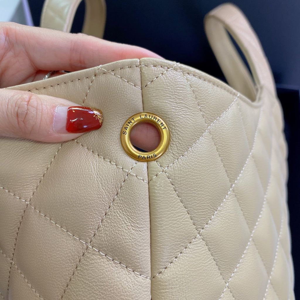 Saint Laurent ICARE MAXI 58 SHOPPING BAG BEIGE QUILTED LAMBSKIN