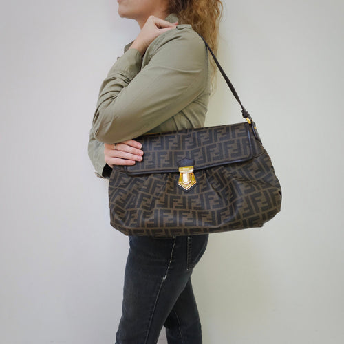 Fendi Brown Zucca Coated Cavas Tote Bag TWS