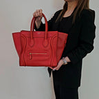 Celine Red Leather Micro Luggage Tote Bag TWS