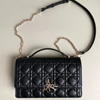 DIOR MISS LADY 24 LARGE BAG IN BLACK LAMBSKIN
