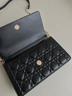 DIOR MISS LADY 24 LARGE BAG IN BLACK LAMBSKIN