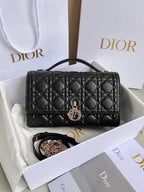 DIOR MISS LADY 24 LARGE BAG IN BLACK LAMBSKIN