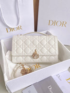 DIOR MISS LADY 24 LARGE BAG IN WHITE LAMBSKIN