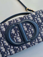 DIOR SIGNATURE CHAIN BAG 21 IN BLUE OBLIQUE JACQUARD