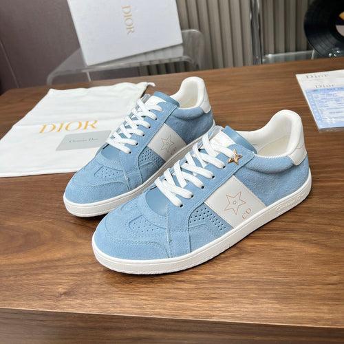 DIOR Star Sneaker Light Blue Suede And Calfskin
