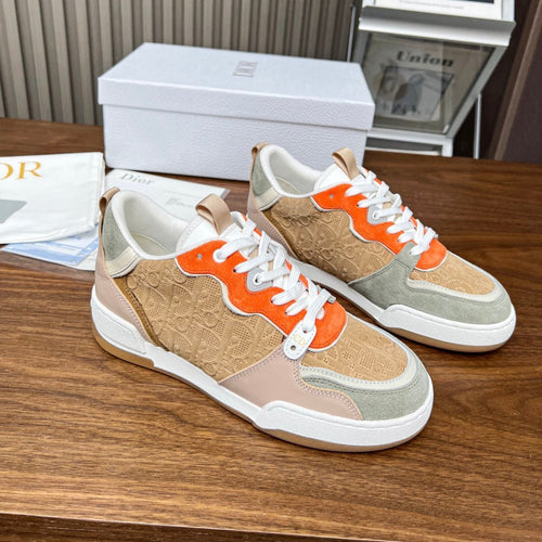 DIOR One Sneaker Brown Orange Mix Grey Beige Oblique Perforated Suede And Calfskin