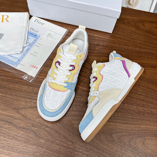 DIOR One Sneaker White Beige Mix Blue Yellow Oblique Perforated Suede And Calfskin
