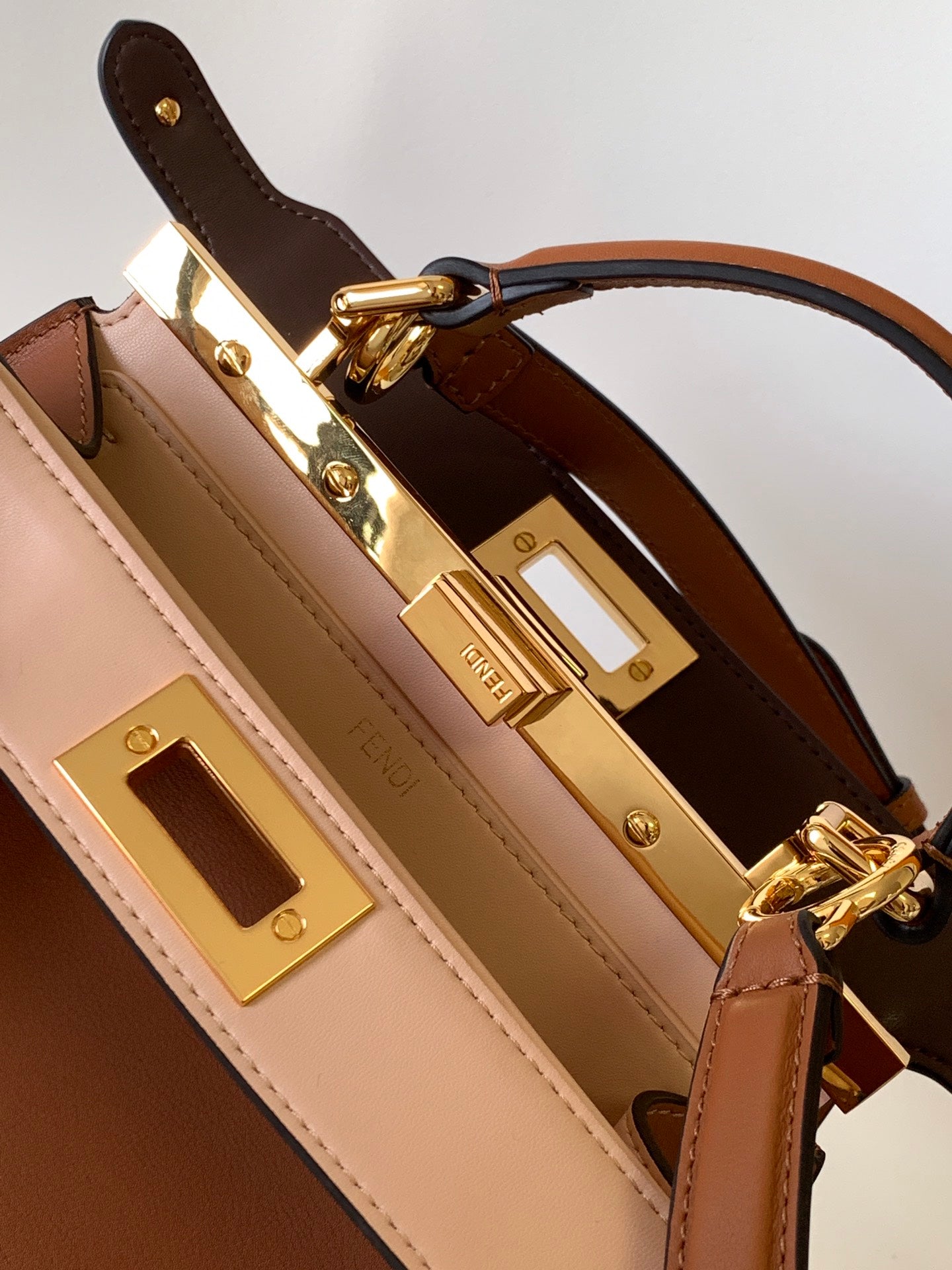 FENDI Peekaboo ISeeU Small 27cm Bag gold lambskin gold hardware