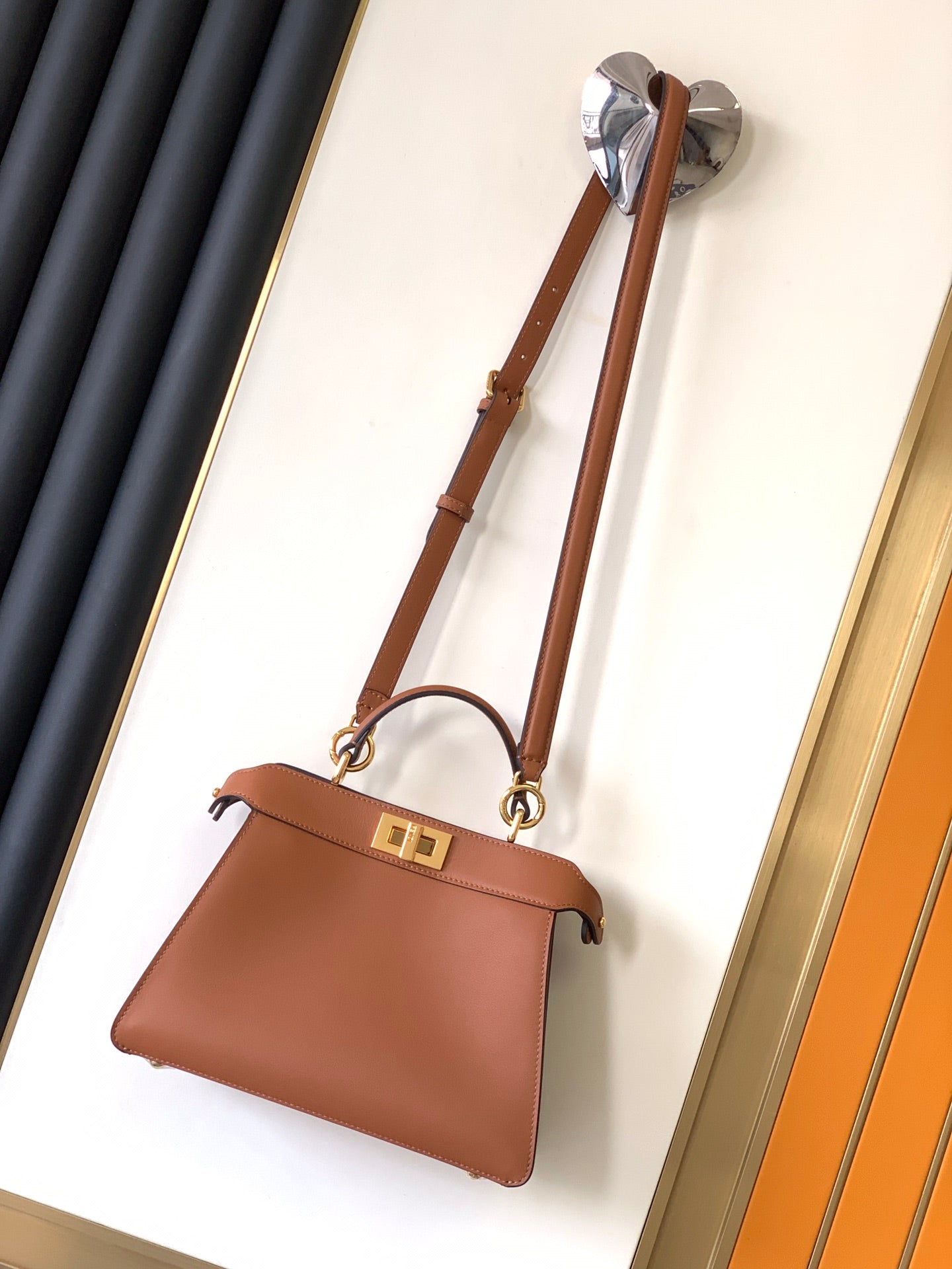 FENDI Peekaboo ISeeU Small 27cm Bag gold lambskin gold hardware