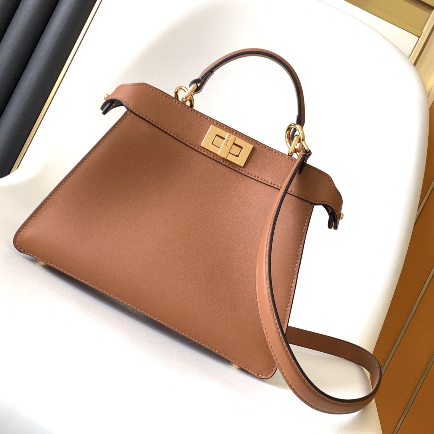 FENDI Peekaboo ISeeU Small 27cm Bag gold lambskin gold hardware