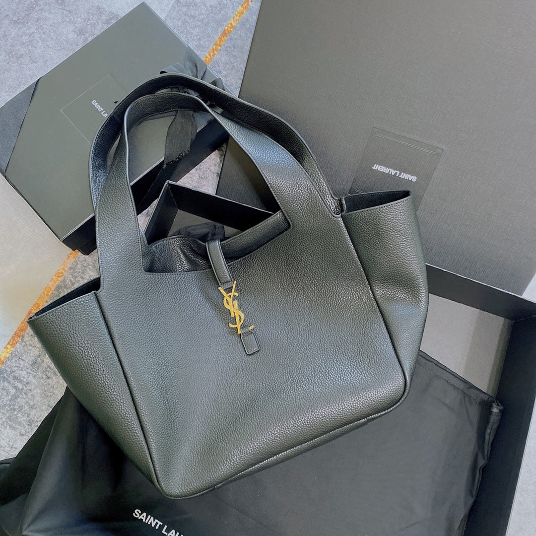 Saint Laurent BEA HOBO 50 GRAINED BLACK LEATHER