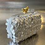 Bottega Veneta GOLDEN KNOT 19 IN SILVER LAMBSKIN
