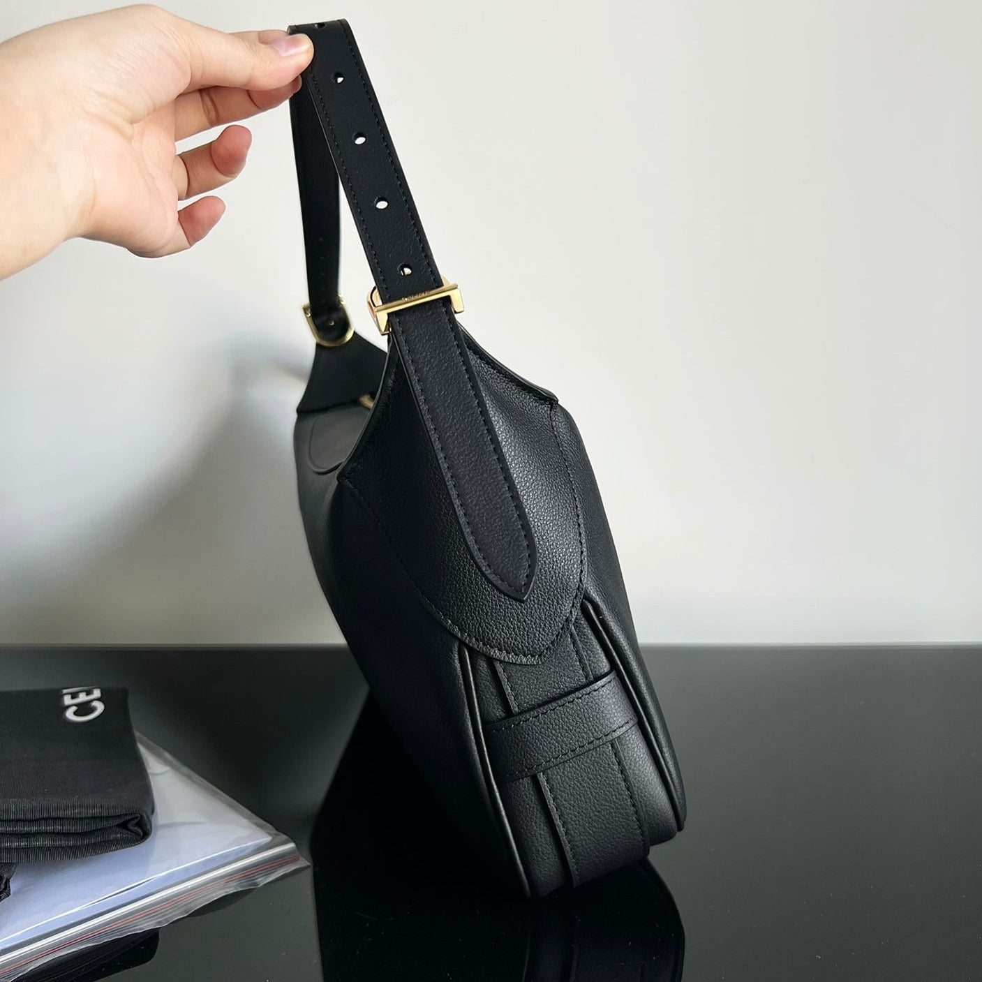 Celine UNDERARM BAG 34 BLACK SOFT CALFSKIN