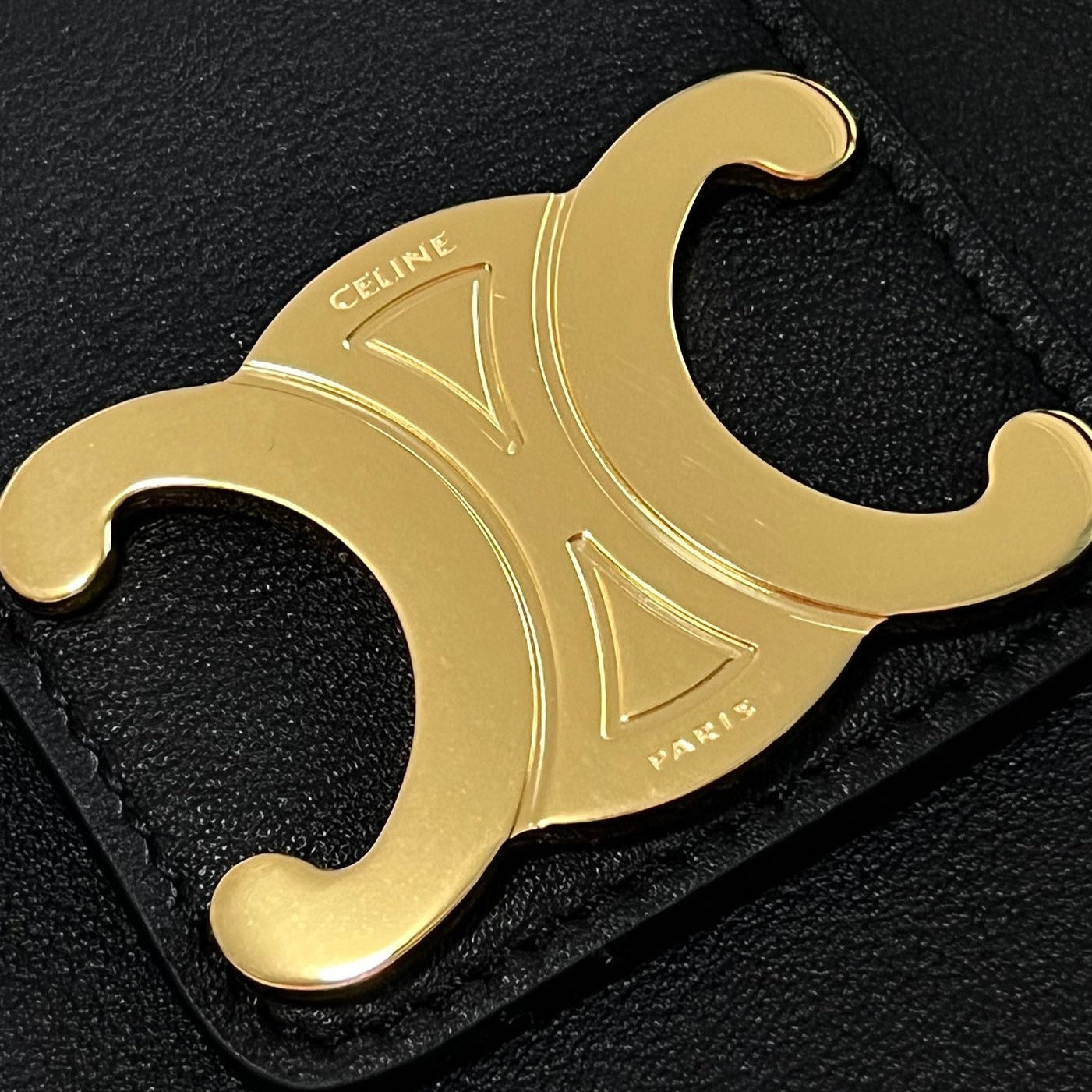 Celine TRIOMPHE 37 BLACK SOFT CALFSKIN HANDBAG