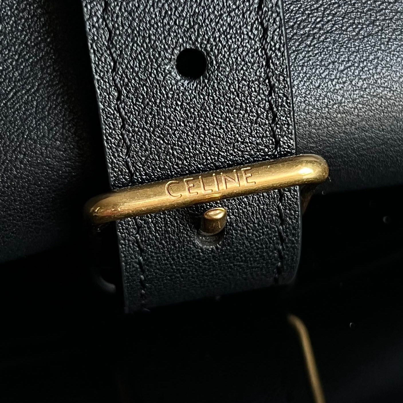 Celine TRIOMPHE 37 BLACK SOFT CALFSKIN HANDBAG