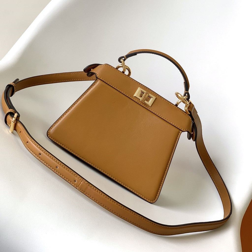 FENDI Peekaboo ISeeU Petite 20 Bag Tan Lambskin Ghw