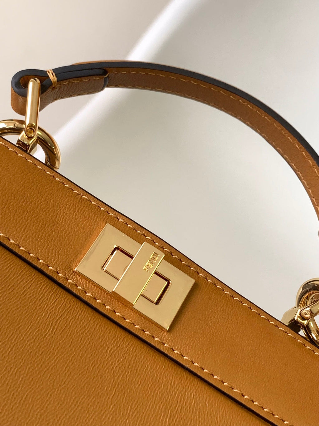 FENDI Peekaboo ISeeU Petite 20 Bag Tan Lambskin Ghw