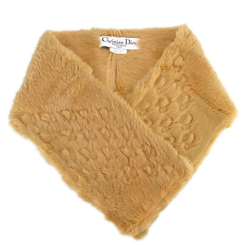 Christian Dior Beige Fur Scarf Stole Small New