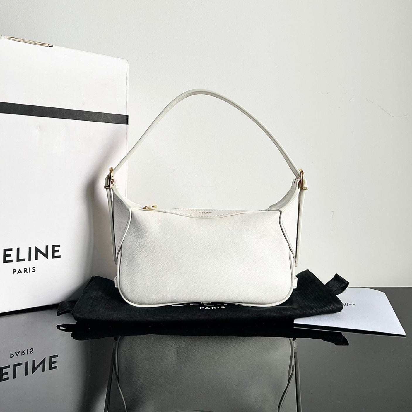 Celine MINI SOFT 19 CALFSKIN HANDBAG WHITE