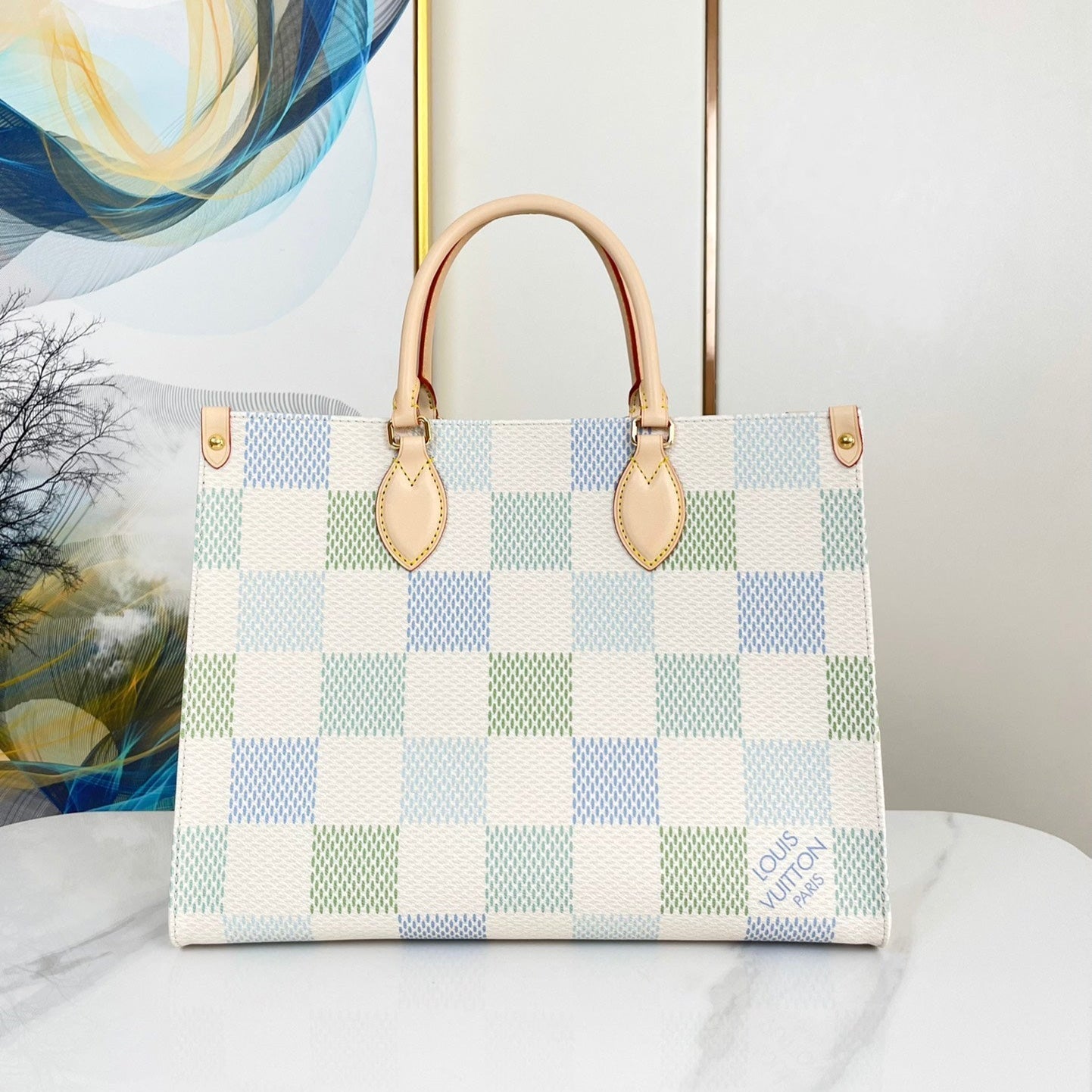 Louis Vuitton ONTHEGO 35 IN PISTACHIO DAMIER GIANT CANVAS
