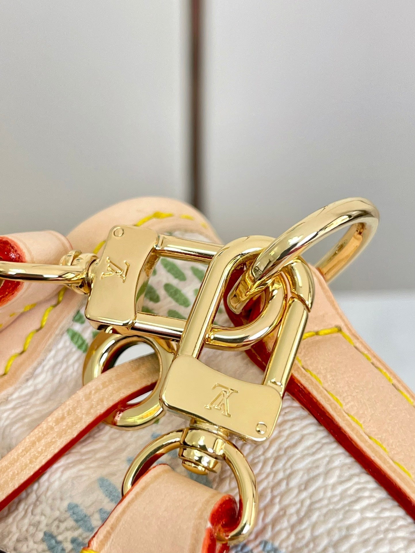 Louis Vuitton NANO NOÉ 16 IN PISTACHIO DAMIER GIANT CANVAS GOLD HARDWARE