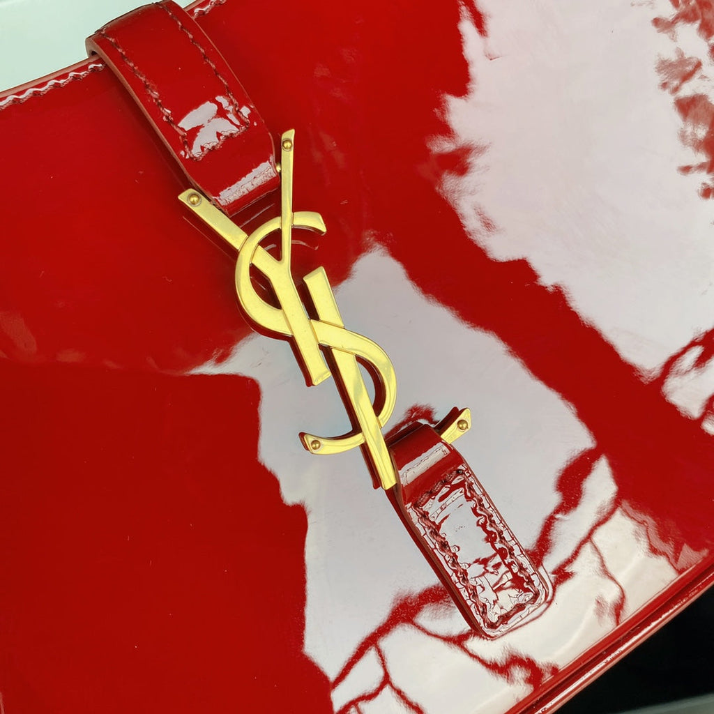 Saint Laurent LE 5 À 7 BAG 24 IN RED GLOSSY CALFSKIN GOLD HARDWARE