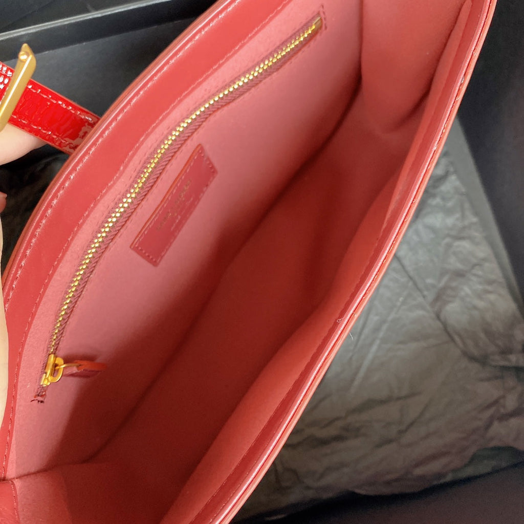 Saint Laurent LE 5 À 7 BAG 24 IN RED GLOSSY CALFSKIN GOLD HARDWARE