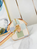 Louis Vuitton SPEEDY BANDOULIÈRE 20 IN PISTACHIO DAMIER GIANT CANVAS GOLD HARDWARE