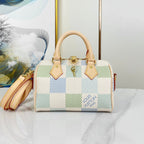 Louis Vuitton SPEEDY BANDOULIÈRE 20 IN PISTACHIO DAMIER GIANT CANVAS GOLD HARDWARE