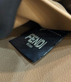 FENDI BAGUETTE CHAIN MIDI 21 IN BROWN MIX BLACK MONOGRAM JACQUARD FABRIC BAG