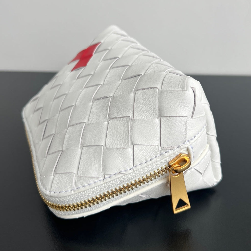 Bottega Veneta INTRECCIATO 16 BAG IN WHITE MIX RED LAMBSKIN
