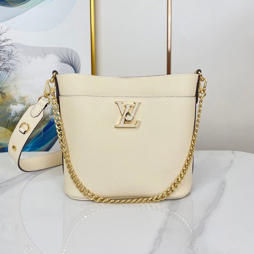 Louis Vuitton LOCK AND WALK 20 IN CREAM GRAINED CALFSKIN GOLD HARDWARE
