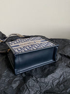 DIOR MINI BOOK TOTE 26 BLUE OBLIQUE EMBROIDERY
