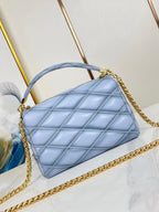 Louis Vuitton GO-14 MM 23 IN LIGHT BLUE GRAY QUILTED LAMBSKIN GOLD HARDWARE