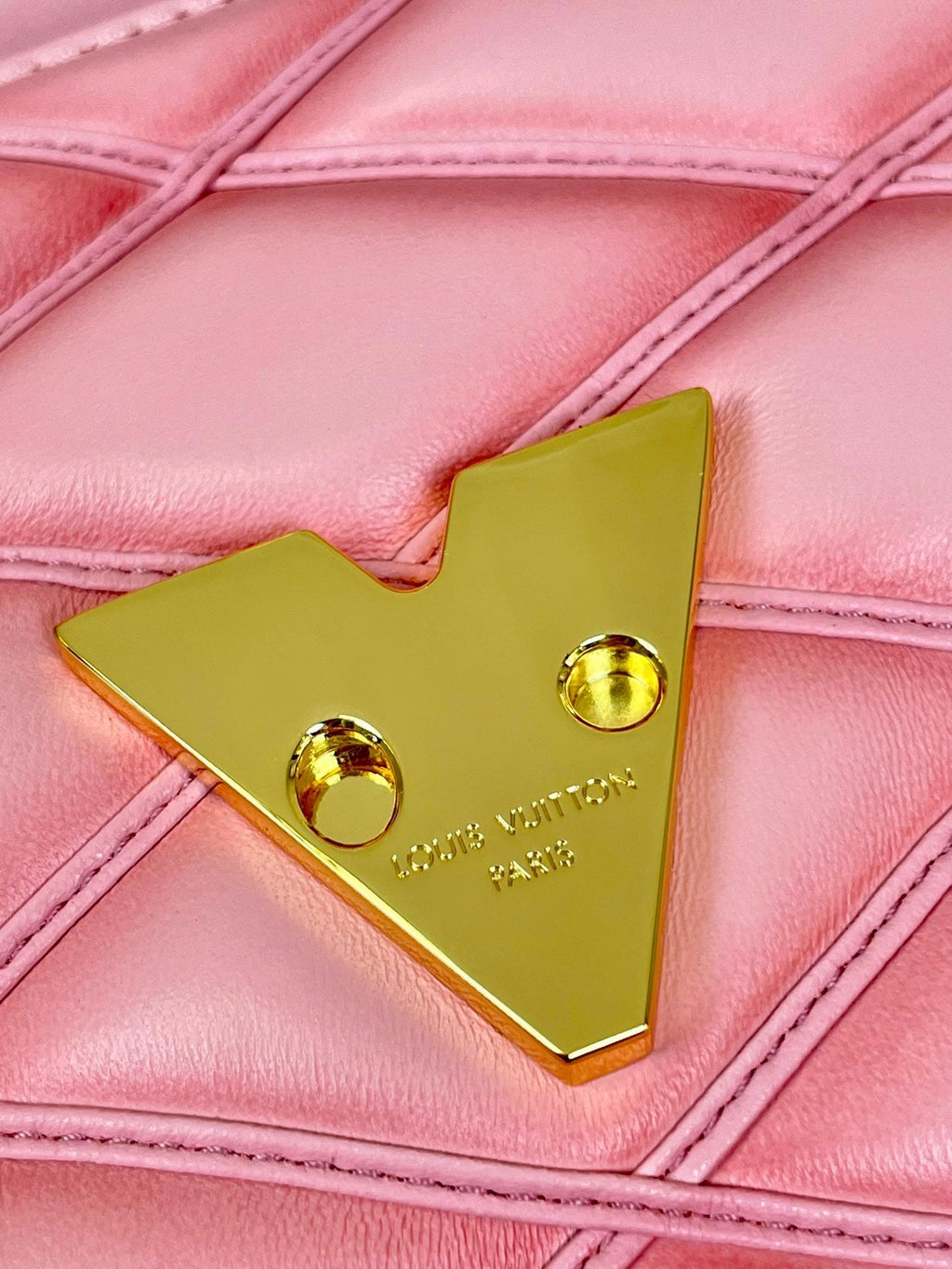 Louis Vuitton GO-14 MM 23 IN FRAMBOISE QUILTED LAMBSKIN GOLD HARDWARE