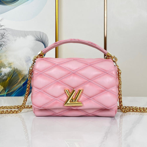 Louis Vuitton GO-14 MM 23 IN FRAMBOISE QUILTED LAMBSKIN GOLD HARDWARE