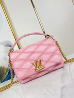 Louis Vuitton GO-14 MM 23 IN FRAMBOISE QUILTED LAMBSKIN GOLD HARDWARE