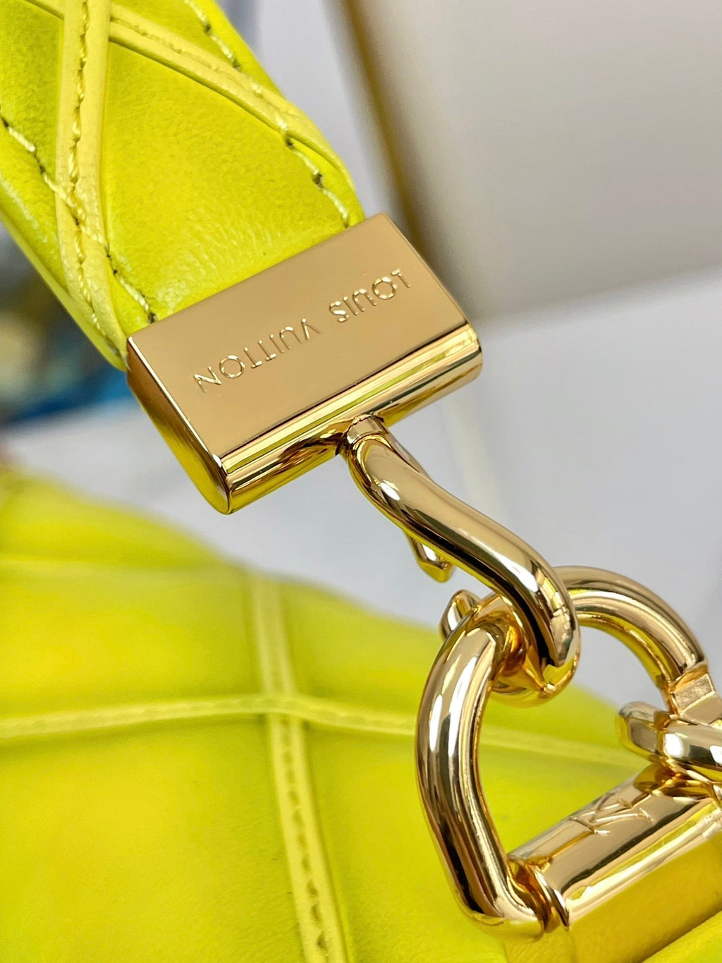 Louis Vuitton GO-14 MM 23 IN LEMON YELLOW QUILTED LAMBSKIN GOLD HARDWARE