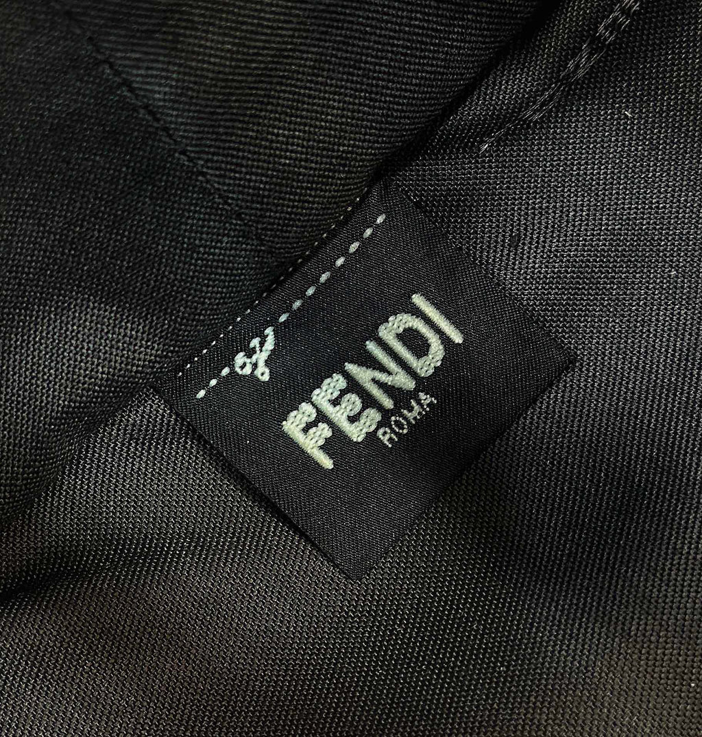 FENDI MINI ROLL BAG 15 BLACK MIX BROWN FF JACQUARD FABRIC