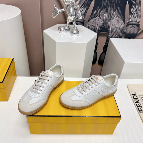 FENDI FENDI FLIGHT SNEAKER IN WHITE SUEDE AND LAMBSKIN