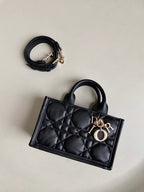 DIOR MINI BOOK TOTE 21 BLACK MACCROCANNAGE CALFSKIN