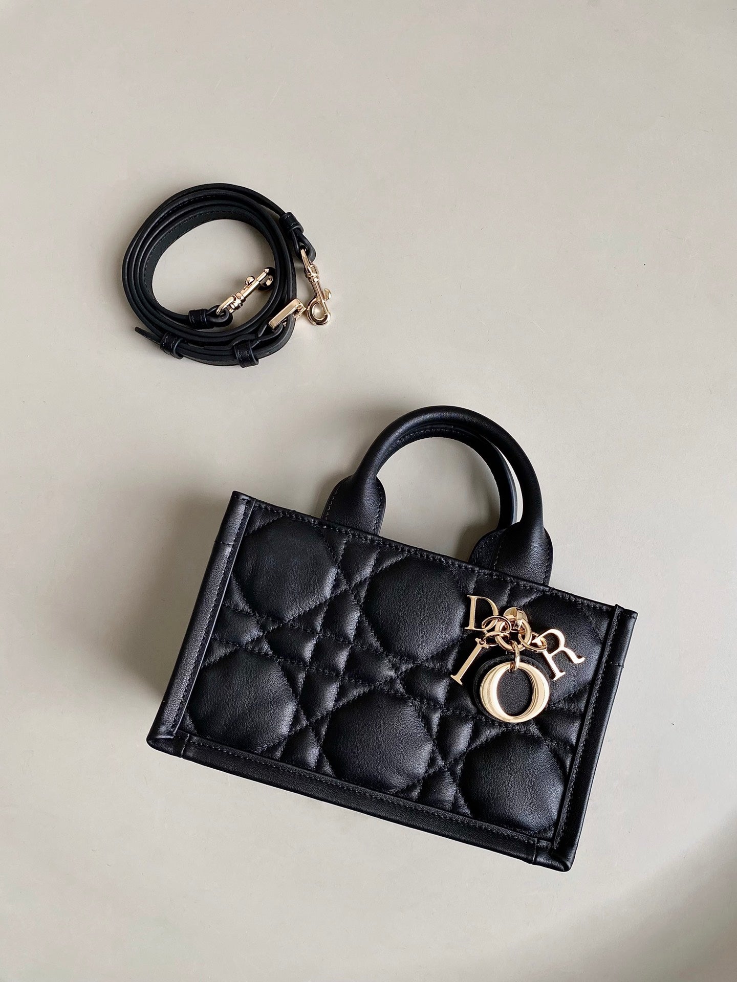 DIOR MINI BOOK TOTE 21 BLACK MACCROCANNAGE CALFSKIN