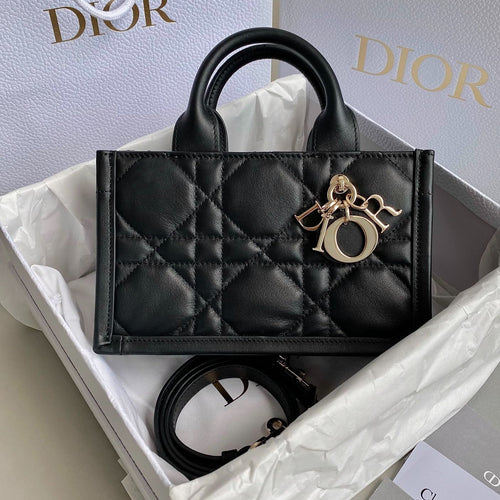 DIOR MINI BOOK TOTE 21 BLACK MACCROCANNAGE CALFSKIN