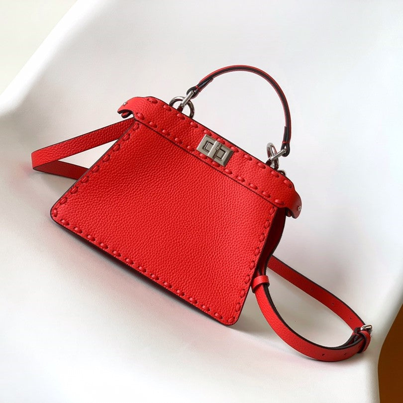 FENDI Peekaboo ISeeU Petite 20 Bag Red Leather Shw