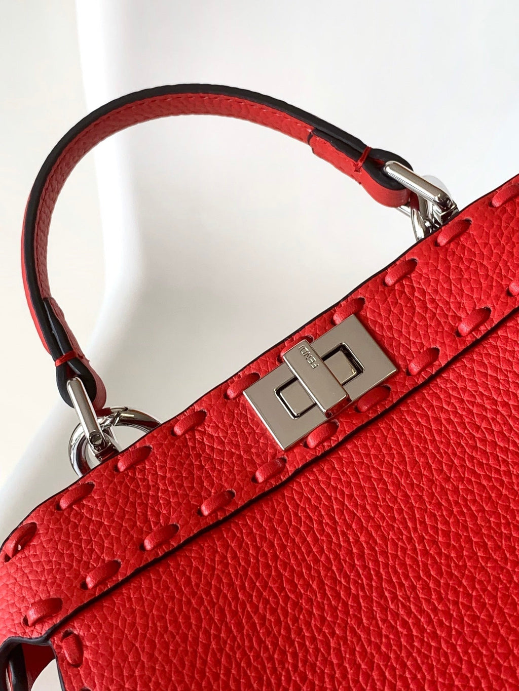FENDI Peekaboo ISeeU Petite 20 Bag Red Leather Shw