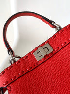 FENDI Peekaboo ISeeU Petite 20 Bag Red Leather Shw
