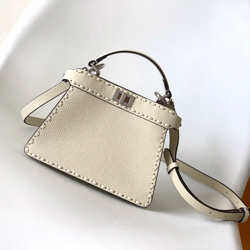 FENDI Peekaboo ISeeU Petite 20 Bag Ivory Leather Shw
