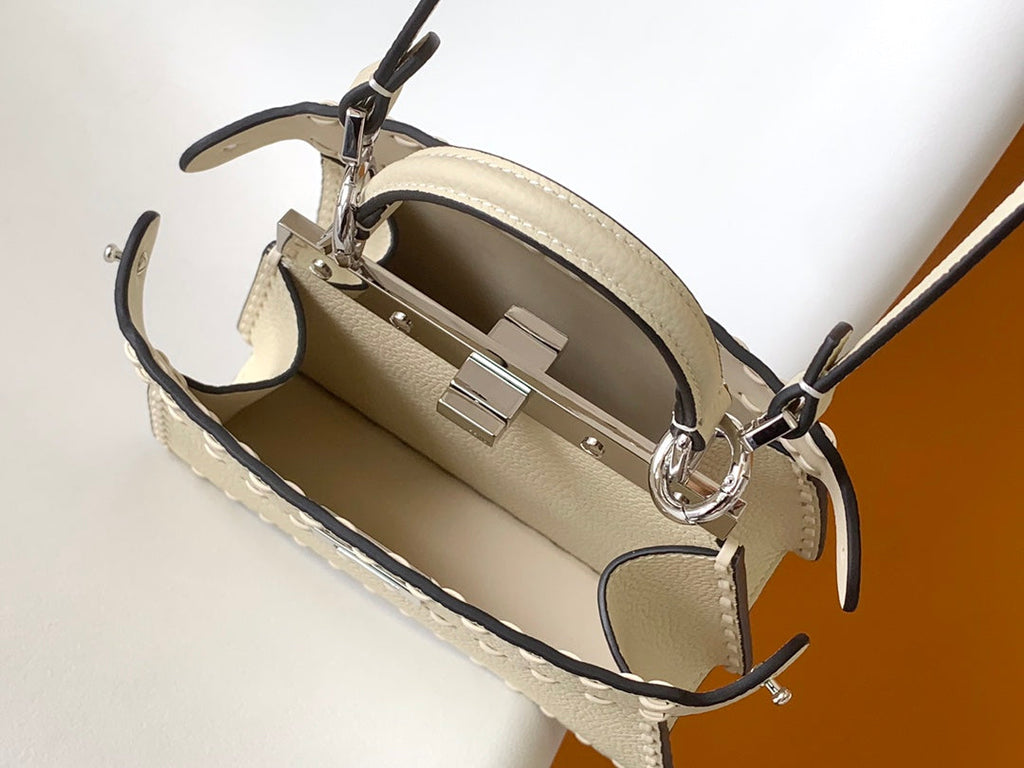 FENDI Peekaboo ISeeU Petite 20 Bag Ivory Leather Shw