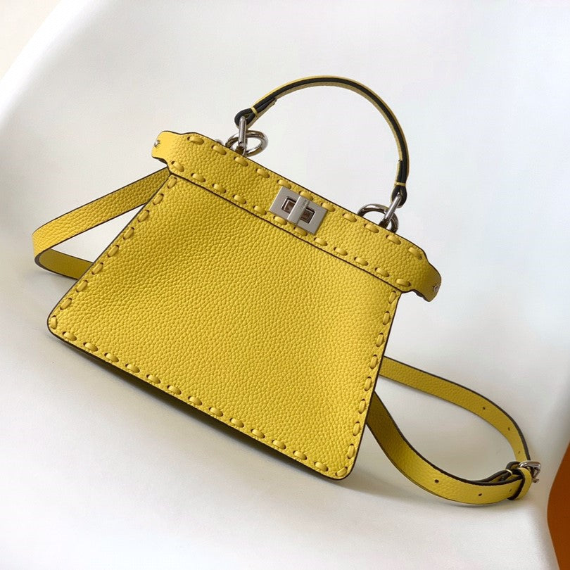 FENDI Peekaboo ISeeU Petite 20 Bag Yellow Leather Shw